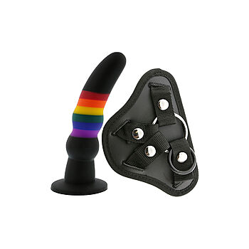Colourful Love Strap On Solid Dildo 17 cm Strap-on valjailla