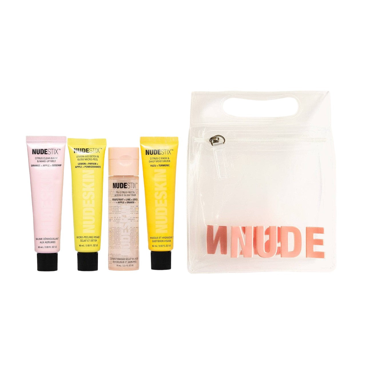 Setti: maschera detox peel-off kasvoille 60 ml + sitruksinen puhdistusbalsami 60 ml + maschera kosteuttava päivä- ja yövoide 60 ml + kirkastava kasvov