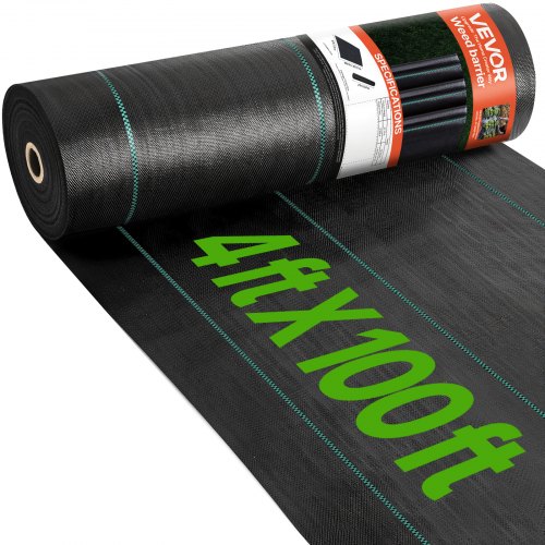VEVOR Garden Weed Barrier Fabric, 197 g/m2 Heavy Duty Landscape Fabric, 120 cm x 3048 cm Weed Block Control for Garden Ground Cover, Woven Geotextile Fabric for Landscaping, Gardening, Underlayment, Black