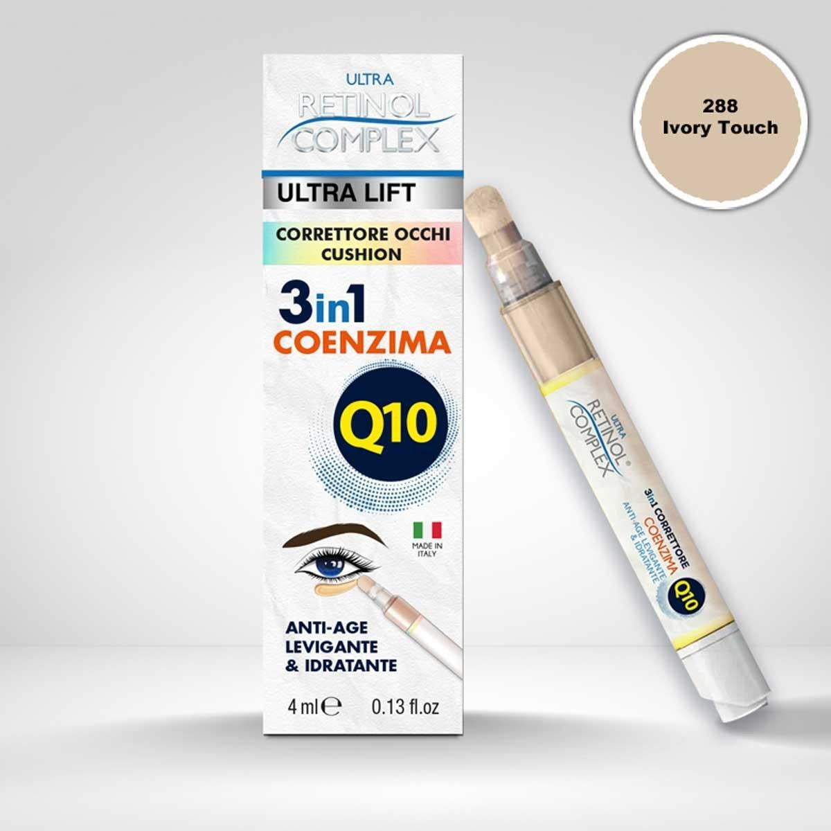 Retinol complex silmänympäryspeitevoide 288 norsunluunvärinen 3 in 1 koentsyymi q10 4 ml