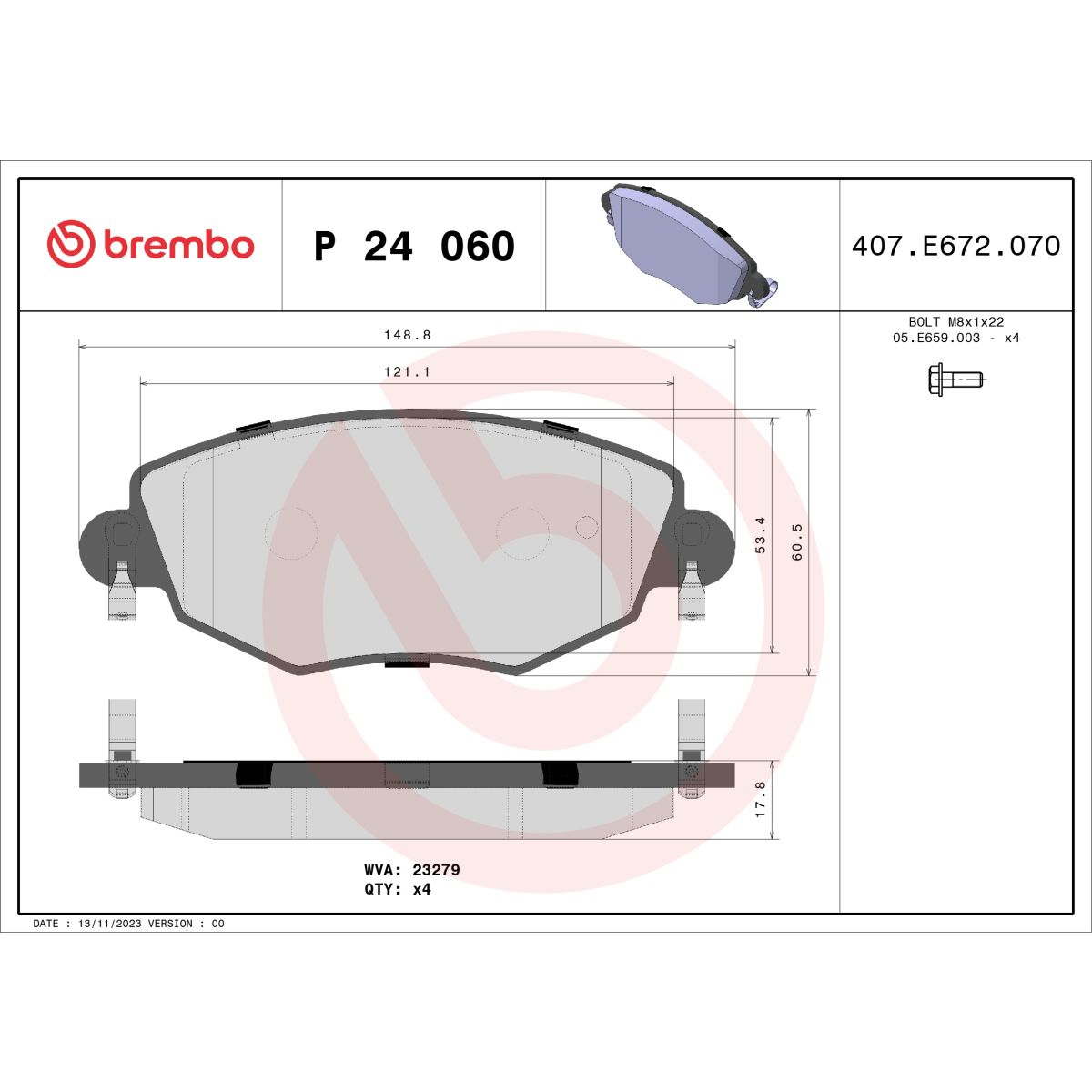 Jarrupalat, levyjarru BREMBO P 24 060
