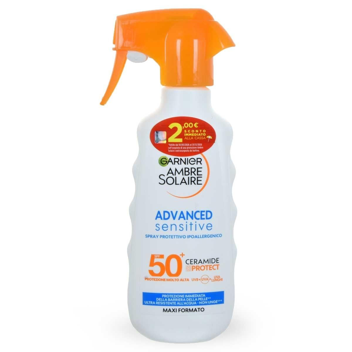 Garnier ambre solaire Advanced herkkä keramidi 50+ 270 ml suihke