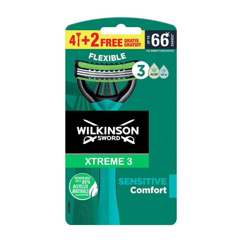 Wilkinson Xtreme 3 Flexible Sensitive Comfort -partahöylä 4+2 kpl