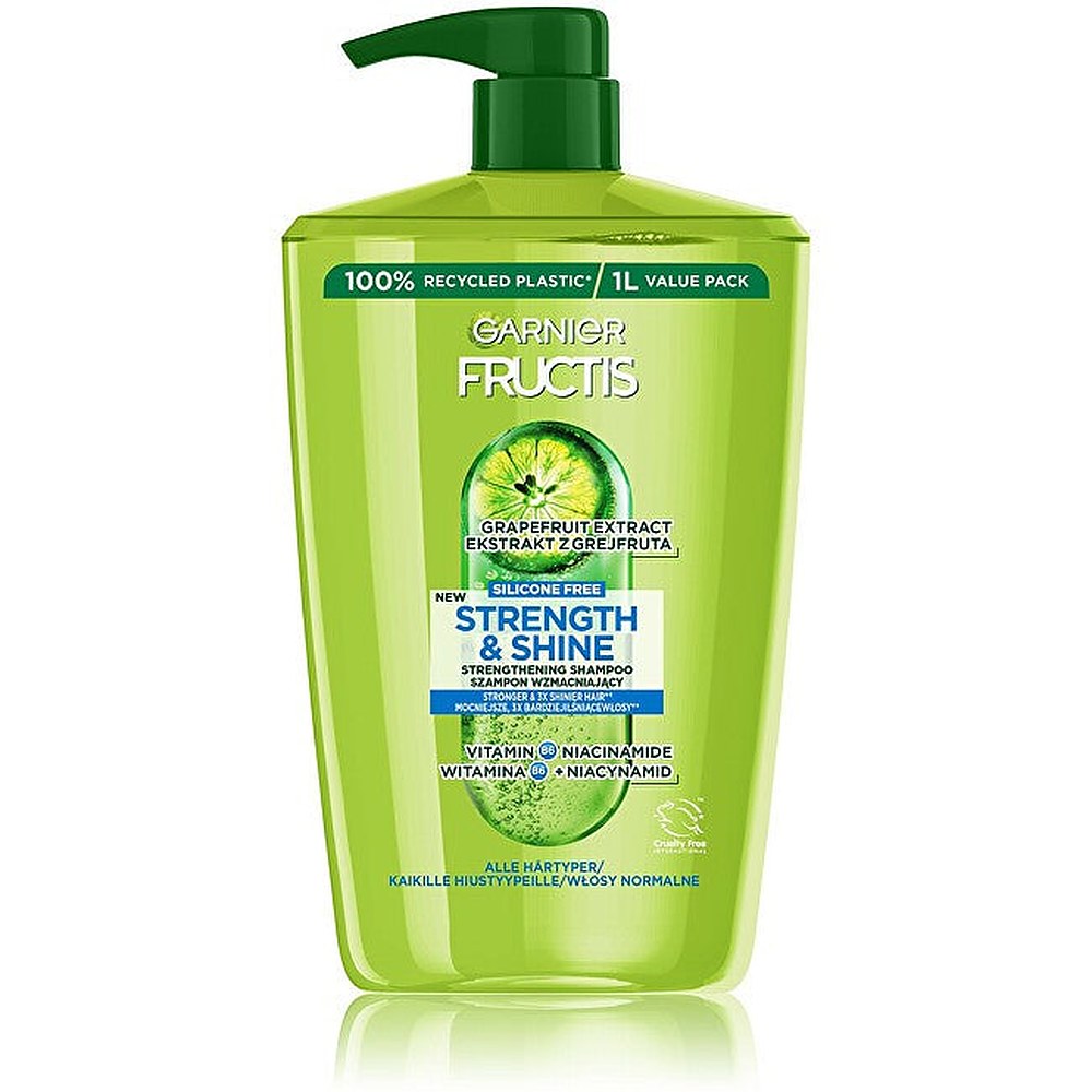Vahvistava shampoo kaikille hiustyypeille ilman kiiltoa ja voimaa Fructis Strength & Shine (vahvistava shampoo) - Tilavuus: 1000 ml