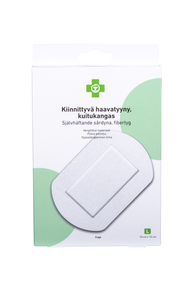 APTEEKKI Kiinnittyvä haavatyyny koko L 10cm x 15cm, 5 kpl/rasia