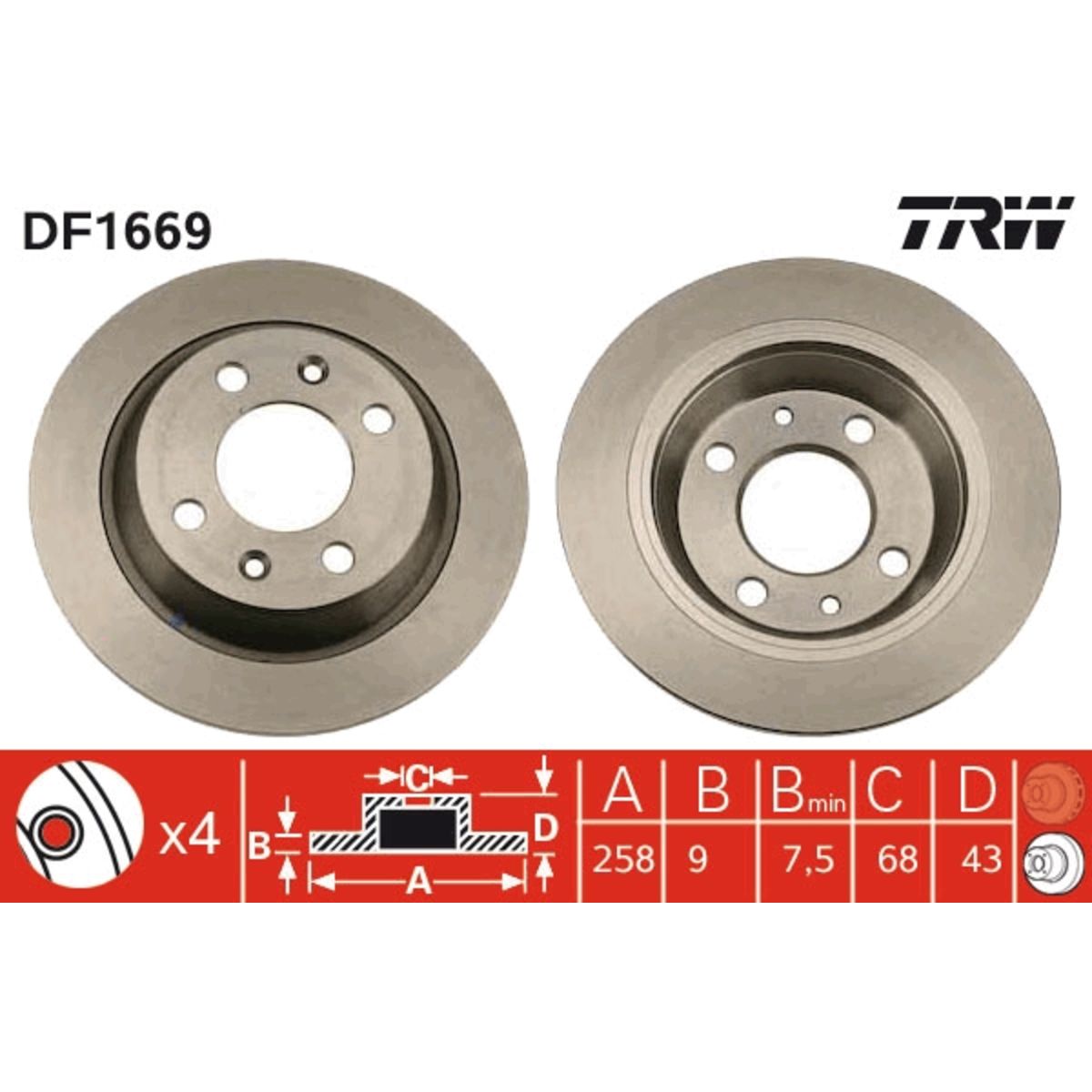 Jarrulevy TRW DF1669