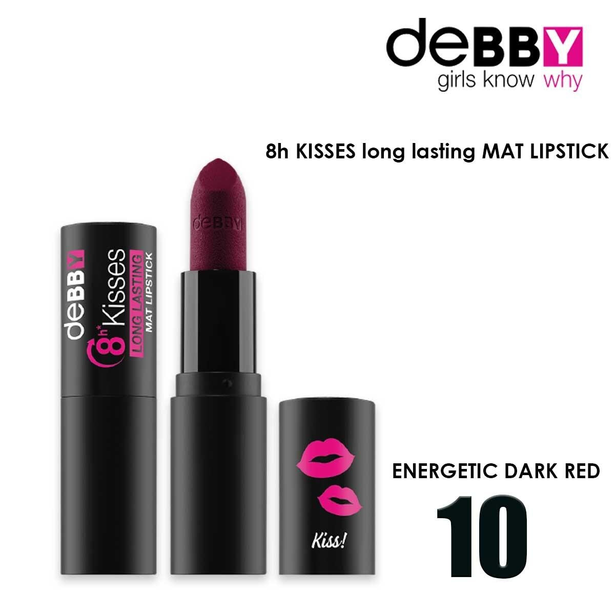 Debby Pitkäkestoinen Matta Huulipuna 8H Kisses 10 Energinen Tumma Punainen