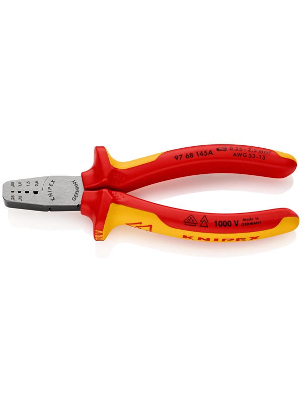 KNIPEX Krimppauspihdit johdinpääteholkkeihin, Trapetsoidipuristusliittimellä