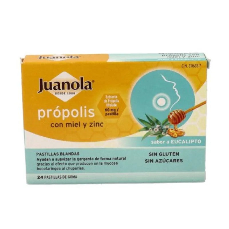 Juanola Propolis Hunaja ja sinkki 24 purukumit Eukalyptusmaku