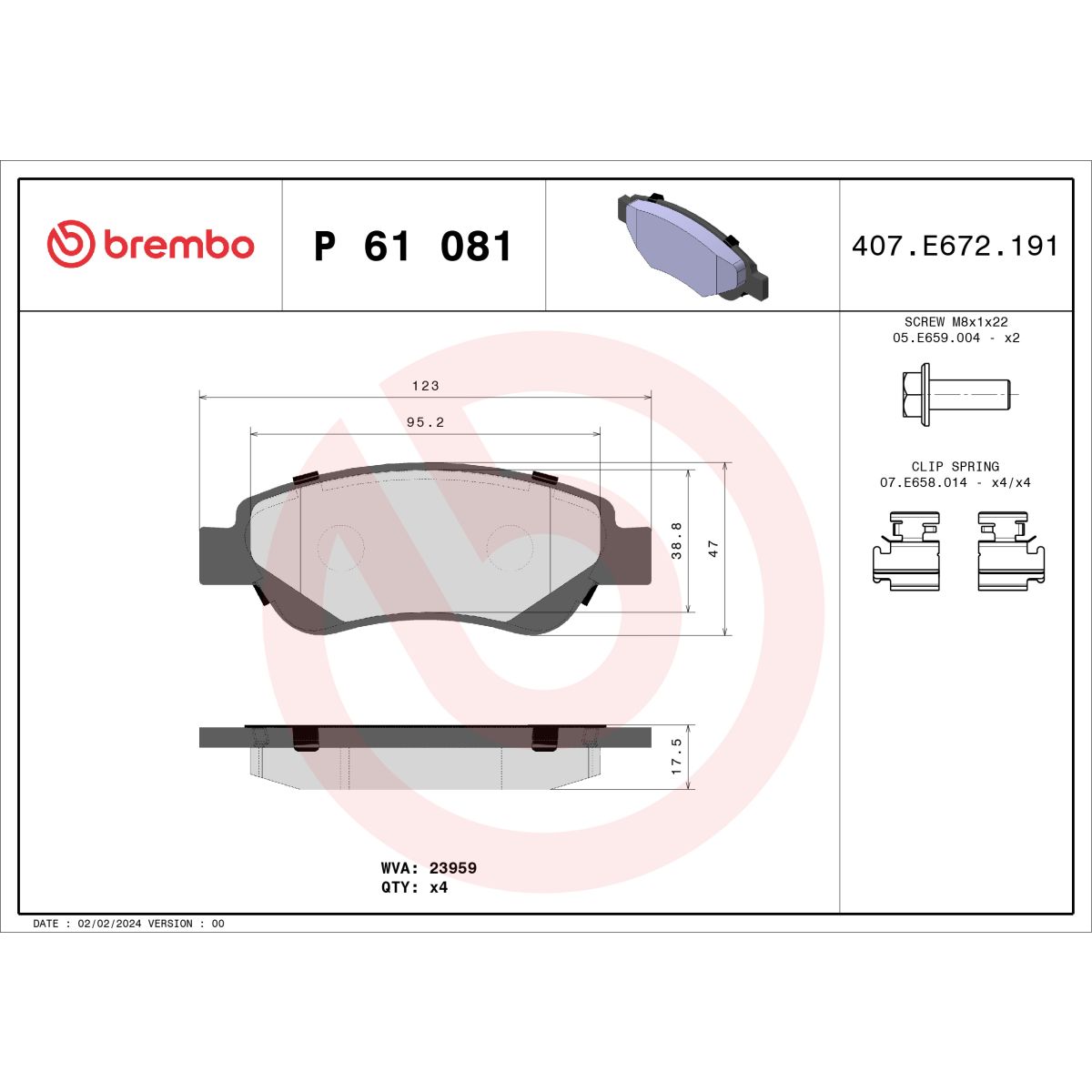 Jarrupalat, levyjarru BREMBO P 61 081