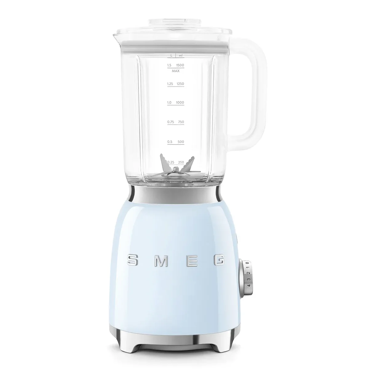 Smeg 50-luvun tyyli Tehosekoitin BLF03PBEU Pastellinsininen, Pöydällä pidettävä tehosekoitin, 1,5 L, Syke-toiminto, Jäänmurskaus, 1 m, 800 W