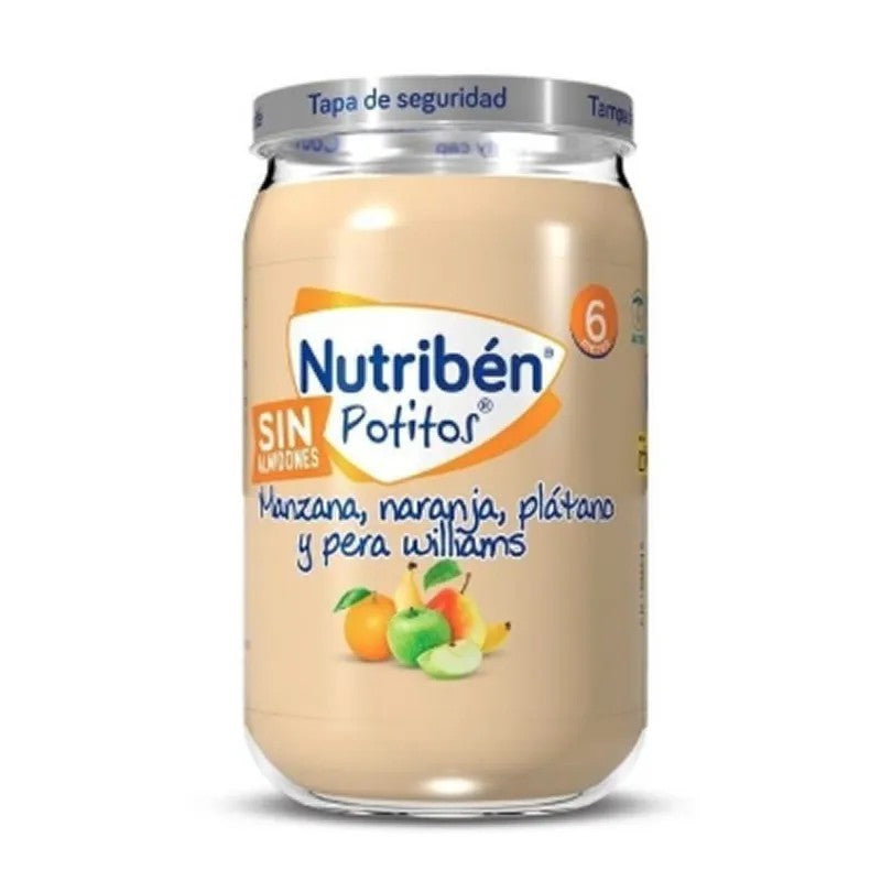 Omena, appelsiini, banaani ja Williams-päärynä purkissa Nutribén 235 g