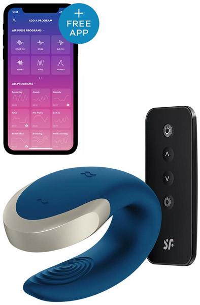 Satisfyer Double Love Blue Sovelluksella ohjattava parivibraattori