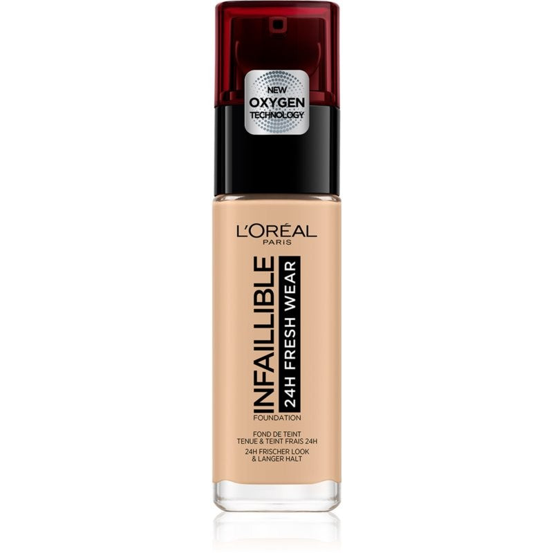 L'Oreal Paris Infallible 32H Fresh Käytä pitkäkestoista nestemäistä meikkivoidetta 125 Lämmin 30 ml