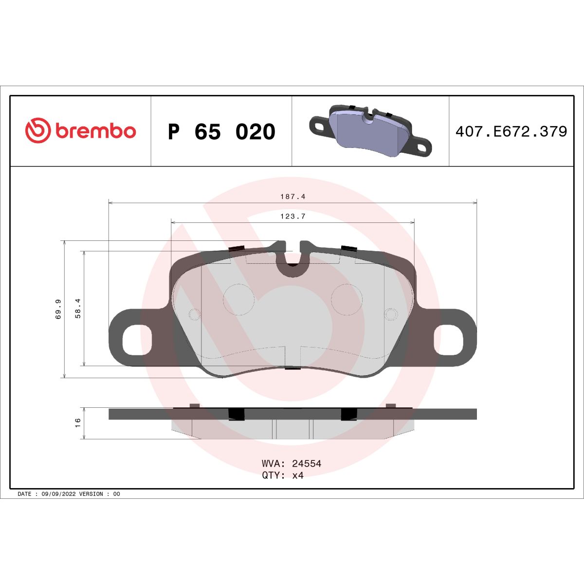Jarrupalat, levyjarru BREMBO P 65 020