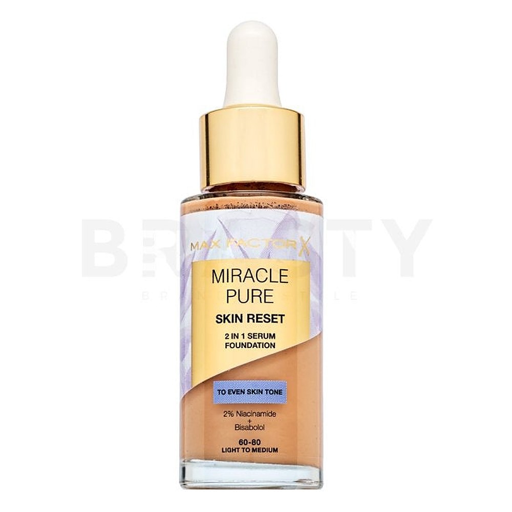 Max Factor Miracle Pure Skin Reset 2in1 Foundation -seerumi - meikki 30 ml 60-80 valosta keskipitkään