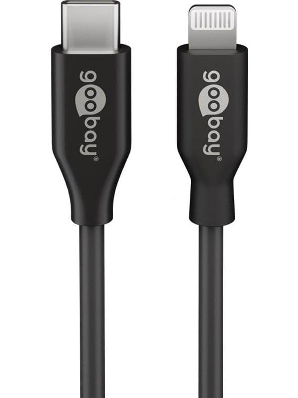 Goobay Lightning till USB-CTM laddnings- och synkroniseringskabel, 0,5 m, svart MFi-kabel för Apple iPhone/iPad