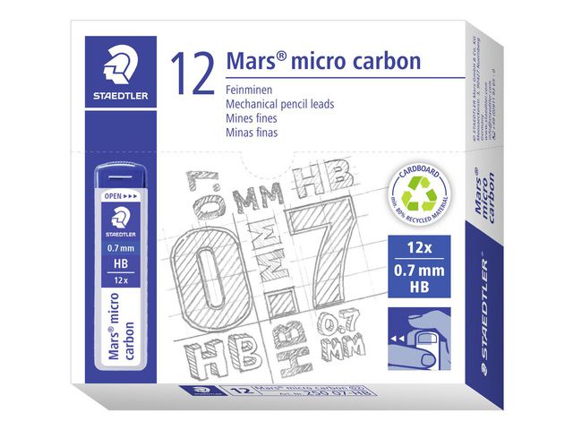 Lyijytäytekynän irtolyijyt Mars Micro 0,7 mm HB (12 lyijyä) Staedtler