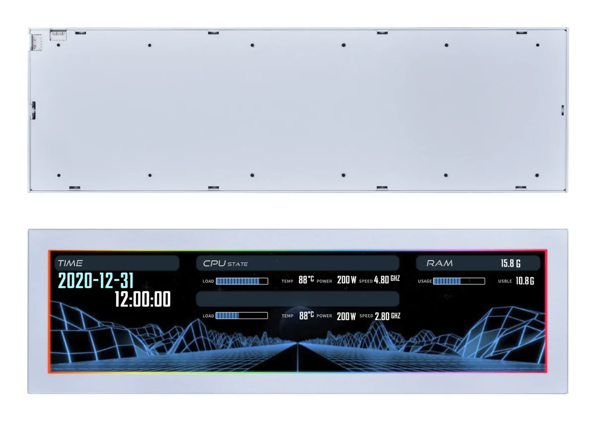 Lian Li 8.8" Universal Screen (SM088W)-miditornikotelo RGB-valaistuksella, valkoinen
