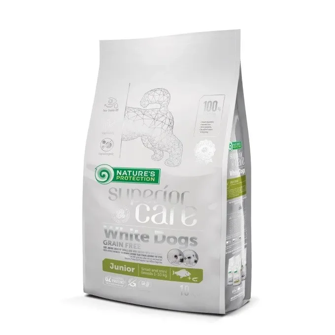 Nature's Protection Superior Care White Dogs Grain Free Junior Small Białoryba - dry food for puppies - 10 kg