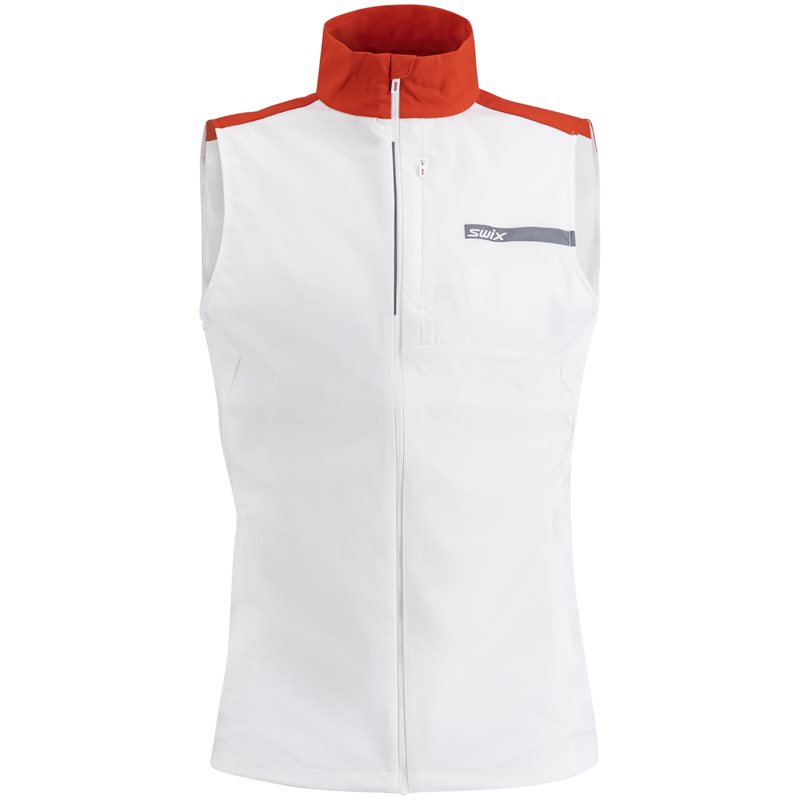 Swix V Roadline Wind Vest M Bright White/Fiery Red - XL