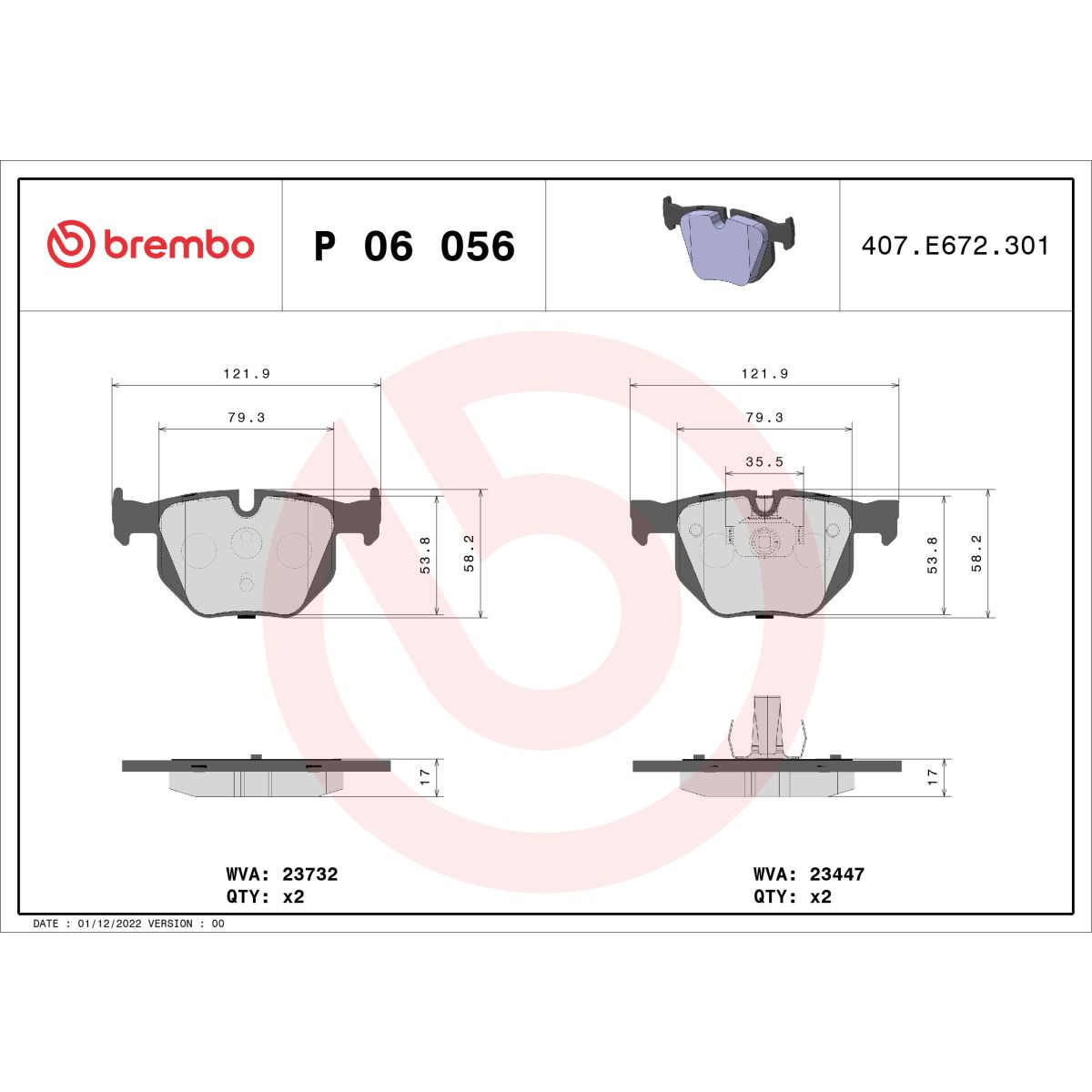 Jarrupalat, levyjarru BREMBO P 06 056X
