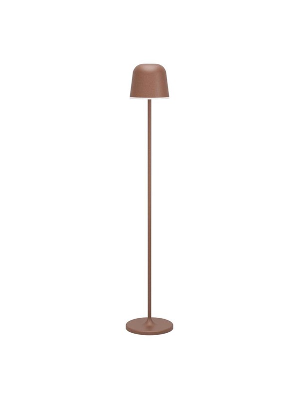Mannera-L-mallinen LED-akku-terassivalaisin, ruosteenvärinen, korkeus 140 cm