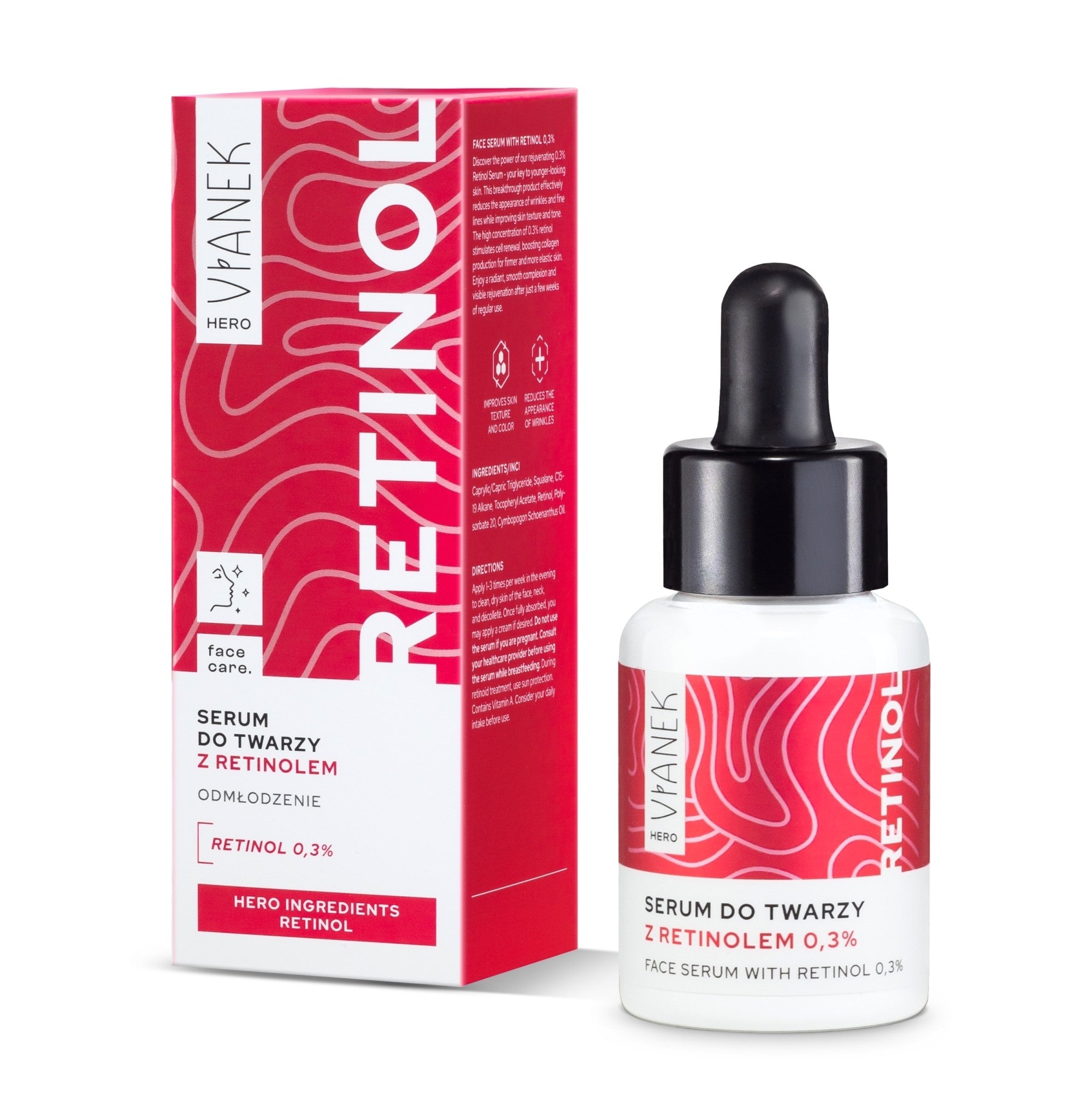 Kasvojen nuorentava seerumi Vianek Hero retinolilla 0,3% 30 ml