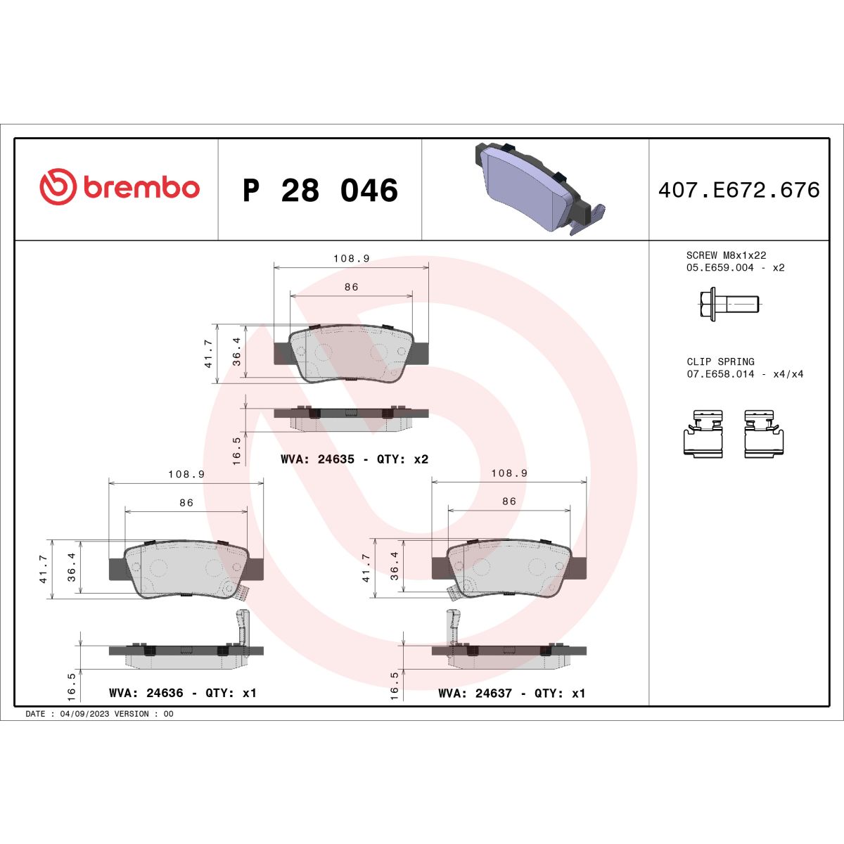 Jarrupalat, levyjarru BREMBO P 28 046