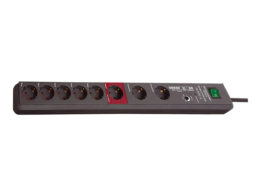 brennenstuhl Secure-Tec 19.500A - Strømstødsbeskytter - 3500 Watt - output-stikforbindelser: 8 - antracit (sort)