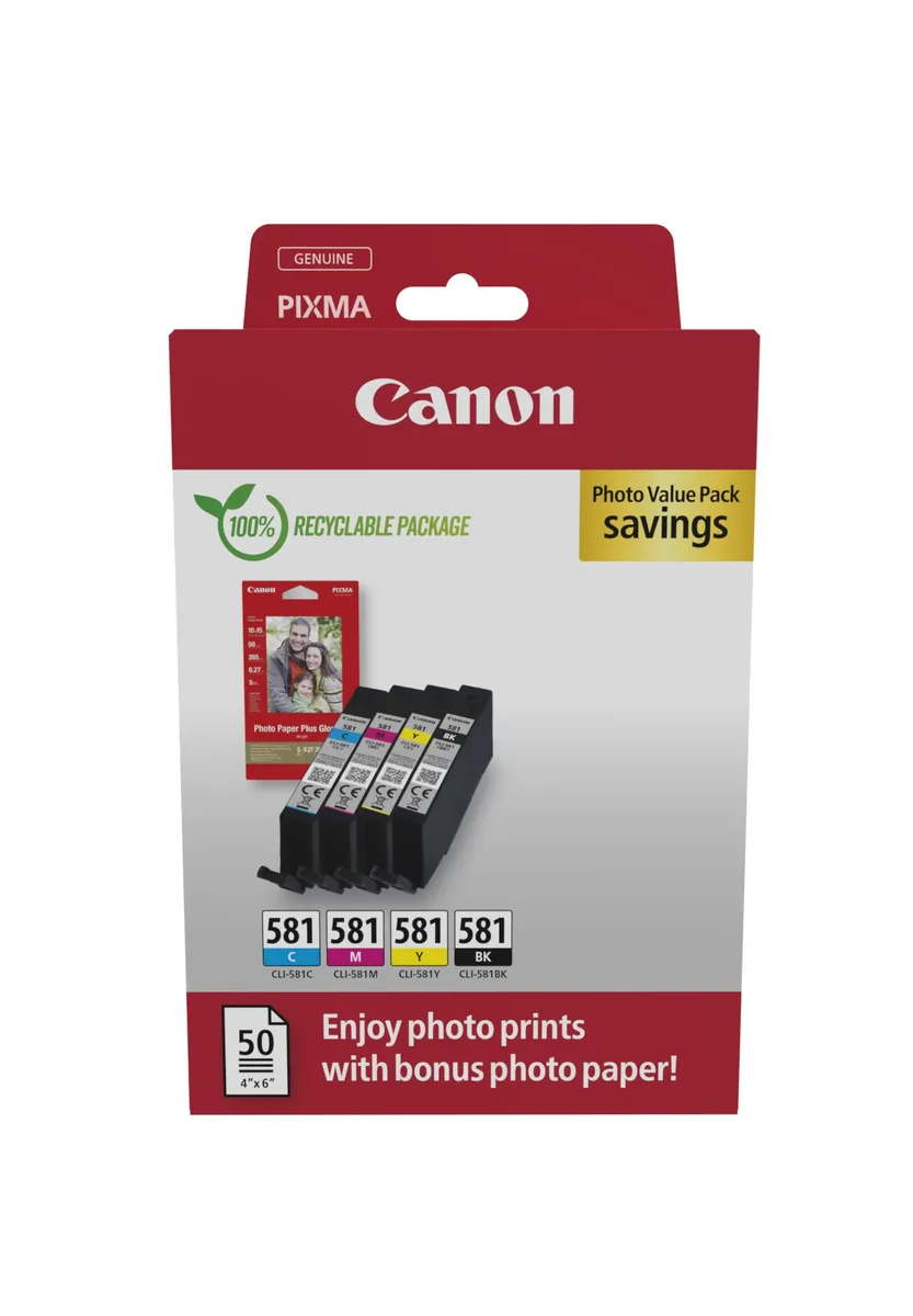 Canon CLI-581-mustekasettipakkaus, 5.6 ml, monivärinen, 4 kpl