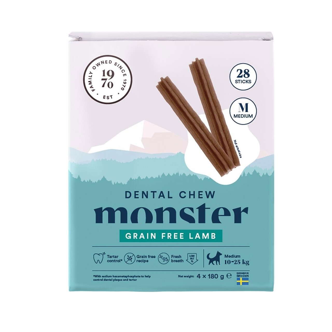 Monster Dog Dental Chew Lamb M Month 28 kpl 720 g