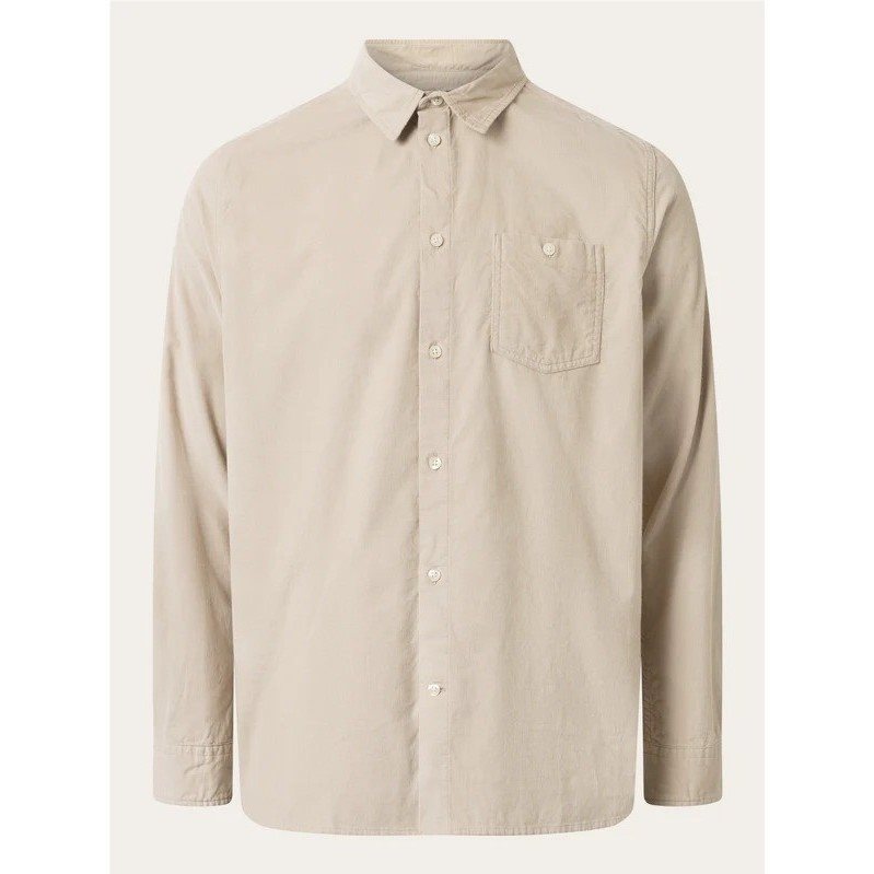 KnowledgeCotton Apparel Organic Cotton Corduroy Shirt GOTS Light Feather Gray - S