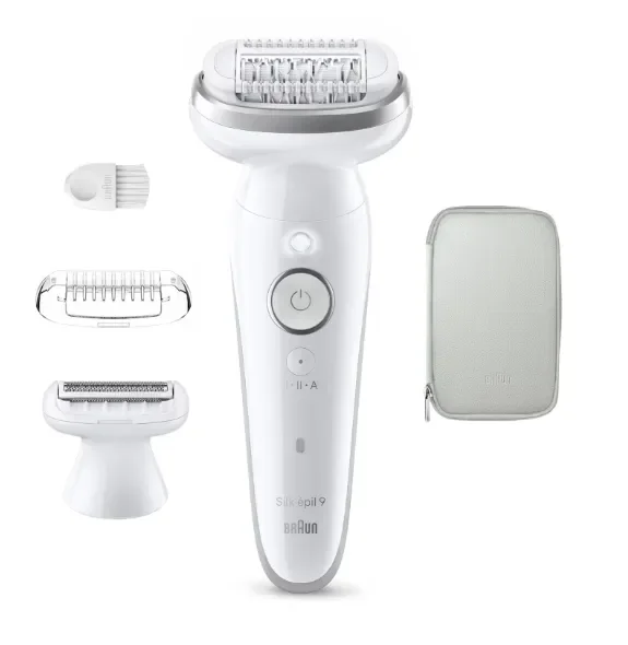 Depilator Braun Braun Silk-épil 9 Silk·épil 9 9-030, White, 40 tweezers, MicroGrip, 100 - 240 V, 50/60 Hz, Built-in battery