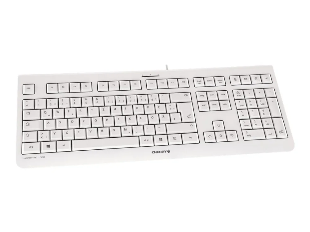CHERRY KC 1000, Täysikokoinen (100 %), Langallinen, USB, QWERTY, Harmaa