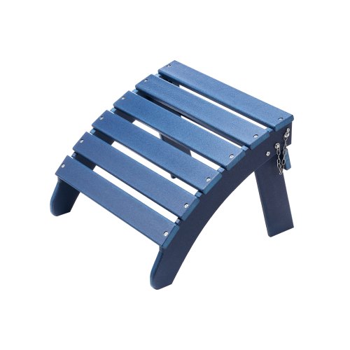 VEVOR Adirondack Ottoman, 18.7L x 18.9W x 13.8H Inch HDPE Plastic Folding Adirondack Ottoman, Weather-Resistant Foot Rest for Adirondack Chair, Widely Used for Outside Porch Pool Lawn Backyard, Blue
