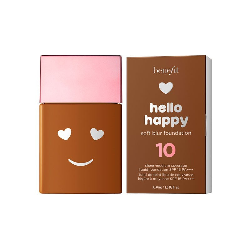Benefit, Hello Happy Soft Blur, mattapintainen, nestemäinen meikkivoide, 10, syvä lämmin, SPF 15, 30 ml
