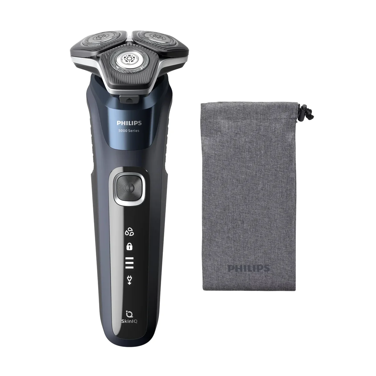 Philips SHAVER Series 5000 S5885/10, Parranajokone kääntyvällä päällä, Musta, Sininen, Painikkeet, LED, Akku/USB, Sisäänrakennettu akku