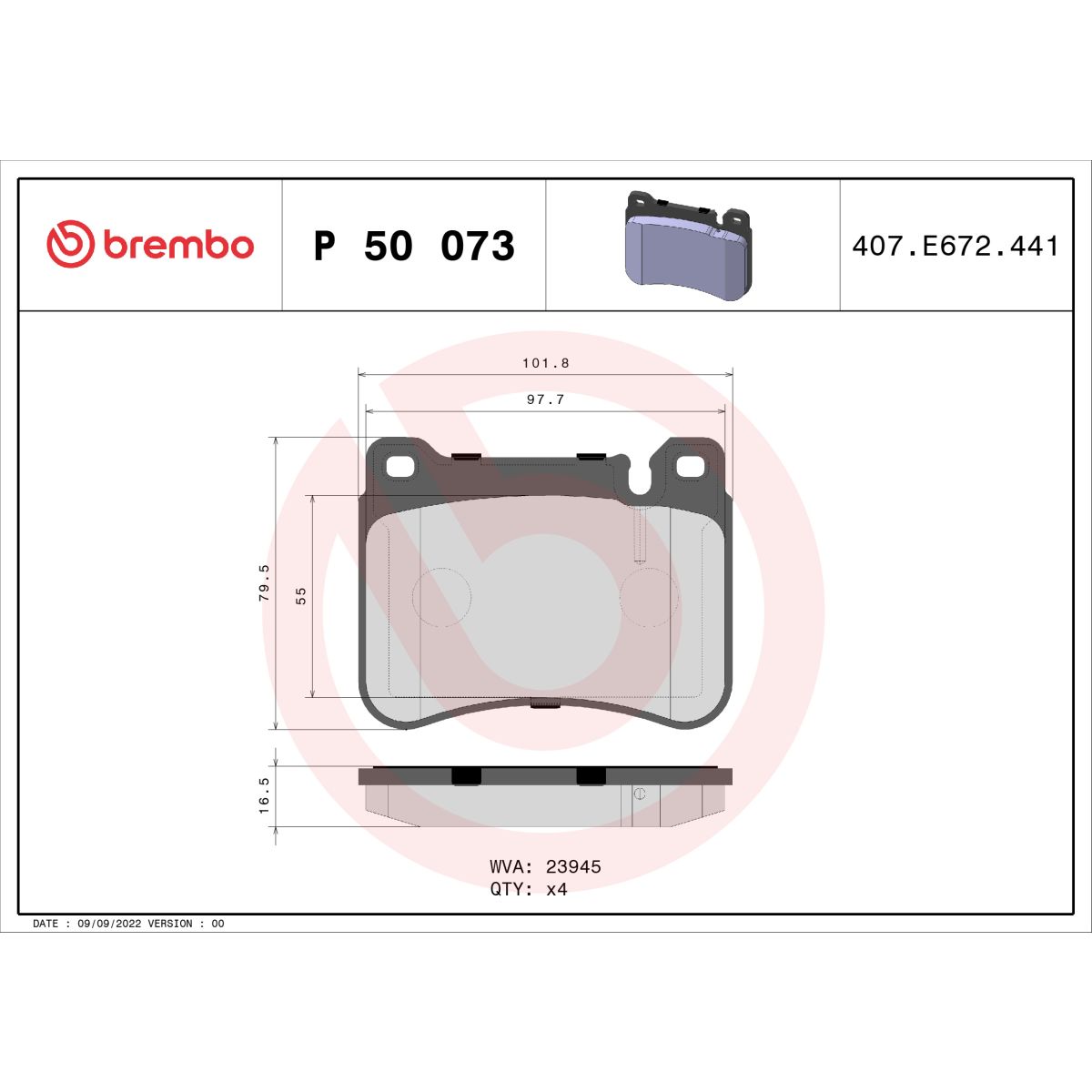 Jarrupalat, levyjarru BREMBO P 50 073X
