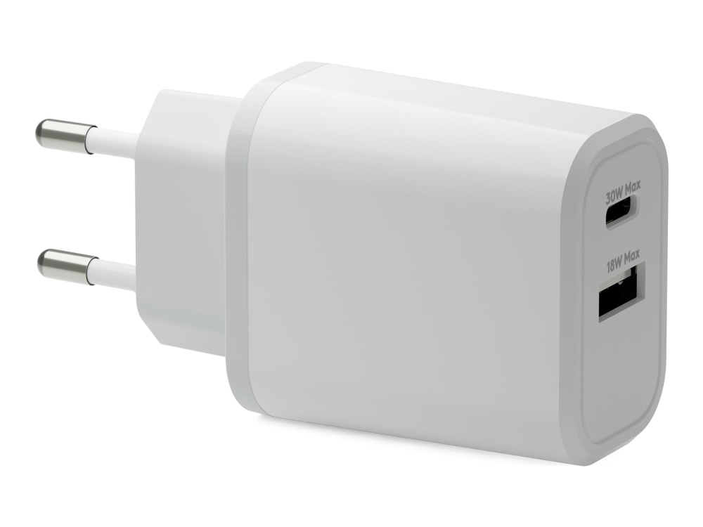 dbramante1928 re-charge - EU Wall Charger - USB-C 30W+USB-A 18W - White
