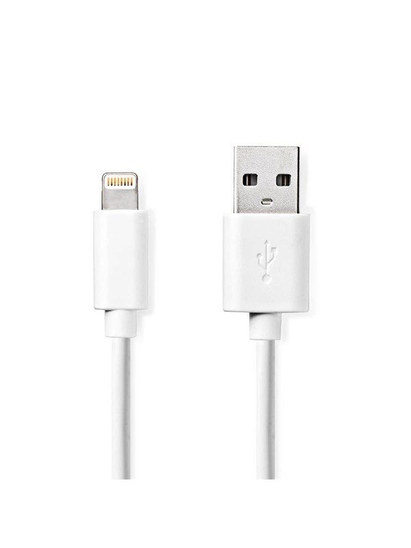 Nedis Lightning Kaapeli | USB 2.0 | Apple Lightning 8-Pin | USB-A Uros | 480 Mbps | Niklattu | 3.00 m | Pyöreä | PVC | Valkoinen | Label