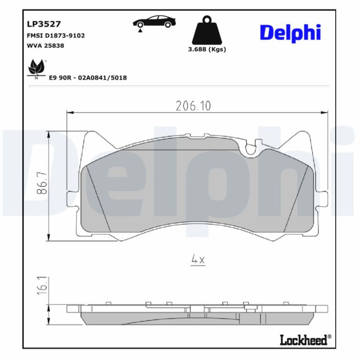 Jarrupalat, levyjarru DELPHI LP3527