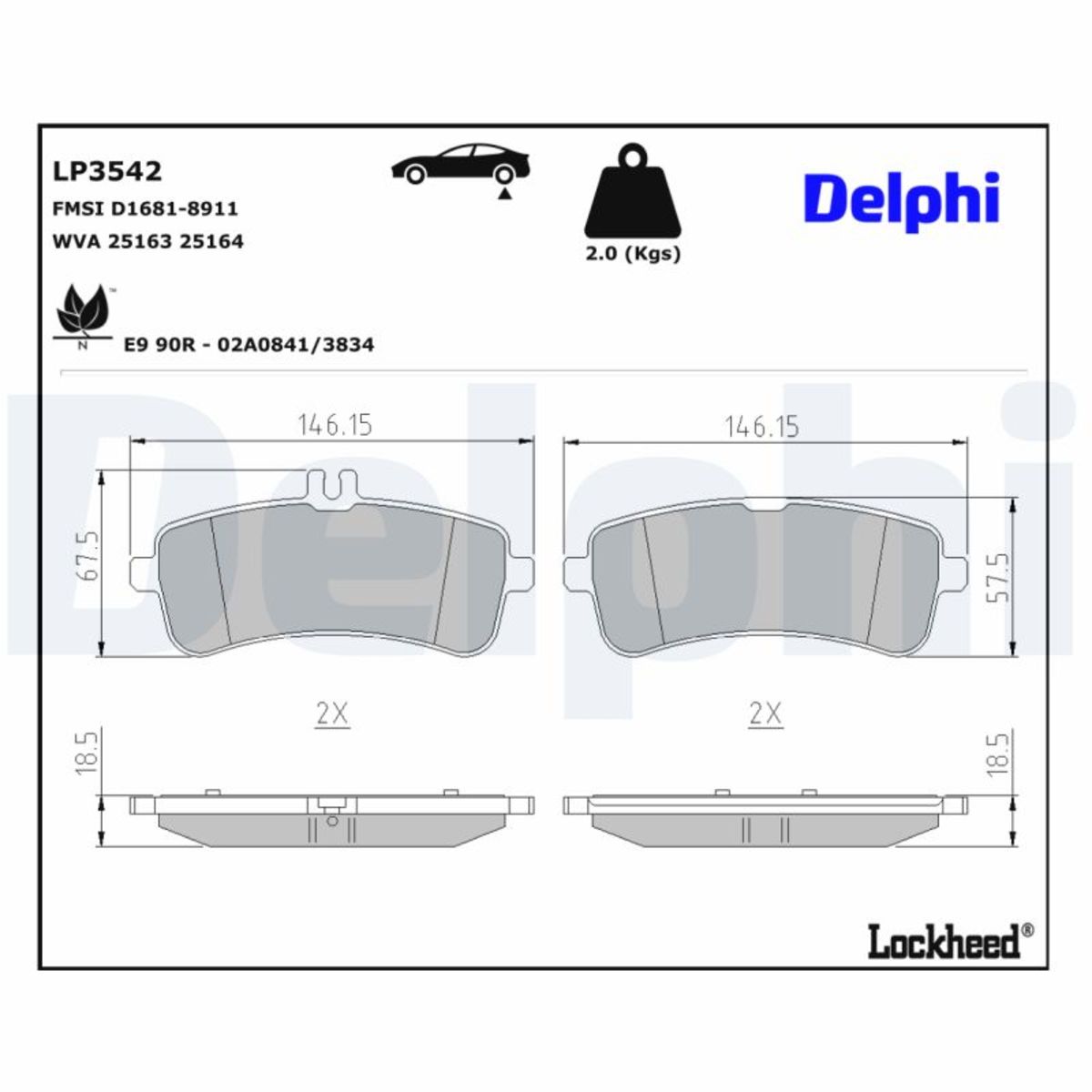 Jarrupalat, levyjarru DELPHI LP3542