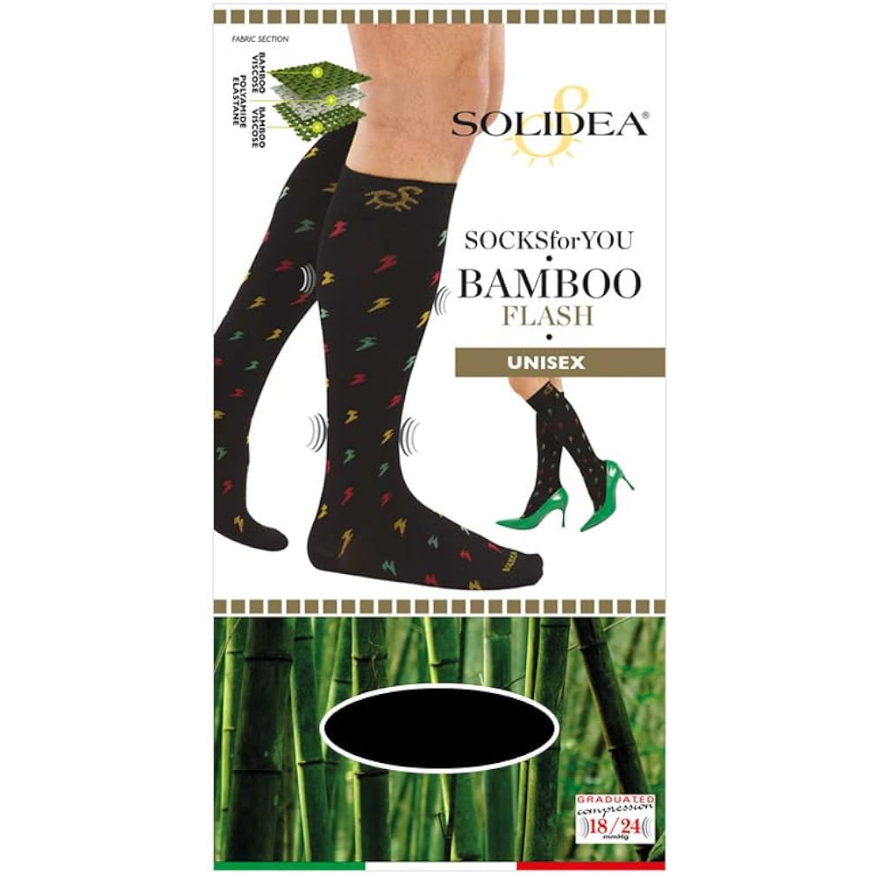 Solidea Sukat Sinulle Bamboo Flash Knee Highs 18 24 mmHg 5XXL Musta