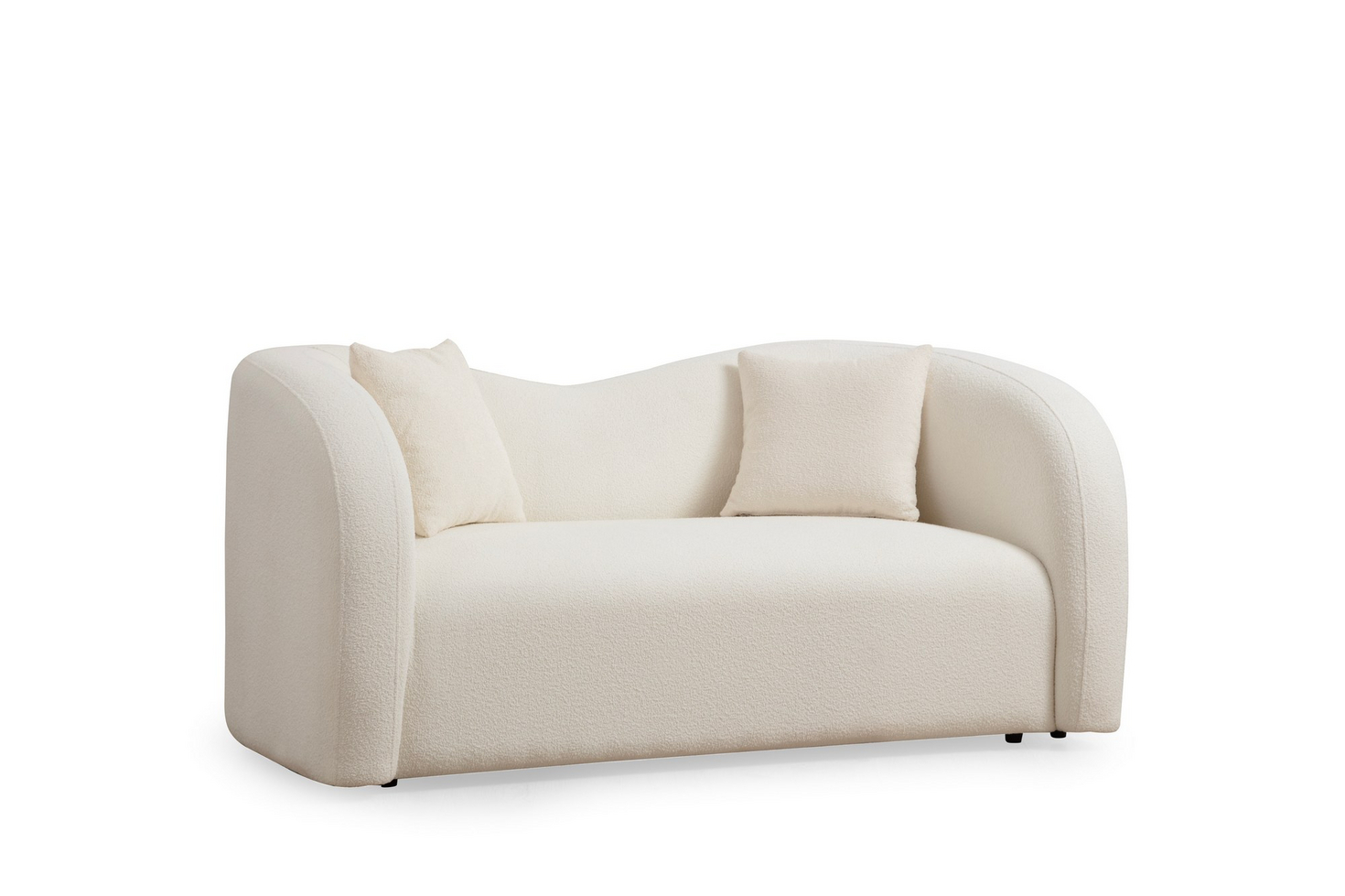 Norda Design Elegantti 2-paikkainen sohva, kermanvärinen, pyökkikehys, 170 cm | 100 % polyesteri, sisältää 2 tyynyä, moderni muotoilu