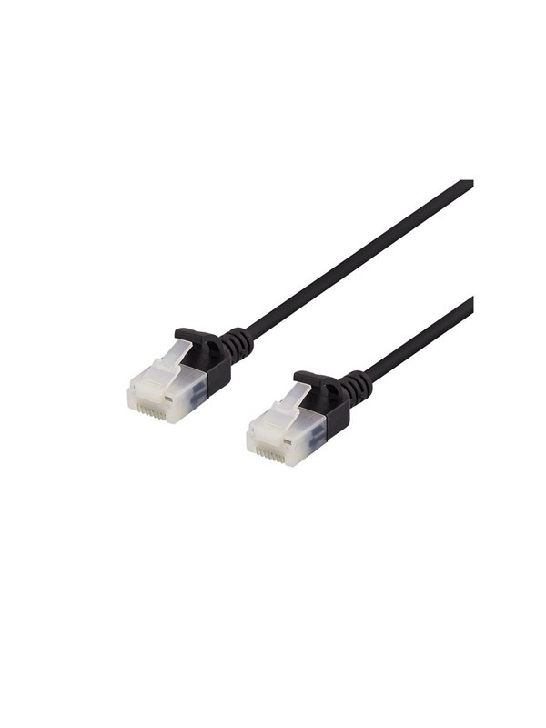 DELTACO U/UTP Cat6a laitekaapeli, ohut, läpimitta 3,5mm, 1m, musta