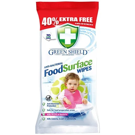 Green Shield Anti-Bac elintarvikepintapyyhkeet - 70 kpl