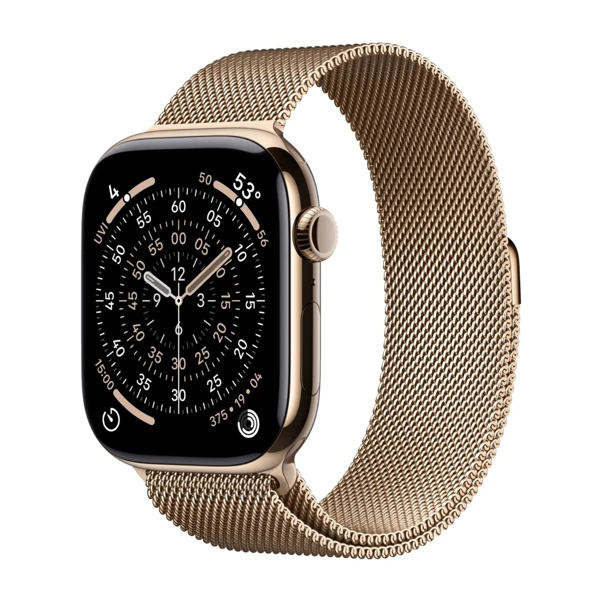 Apple Watch Series 11 GPS + Cellular 46mm Gold Titanium Case with Gold Milanese Loop - M/L