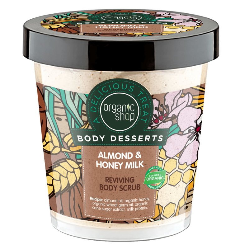 Uudistava kuorinta vartalolle Organic Shop Body Desserts Almond & Honey Milk 450 ml