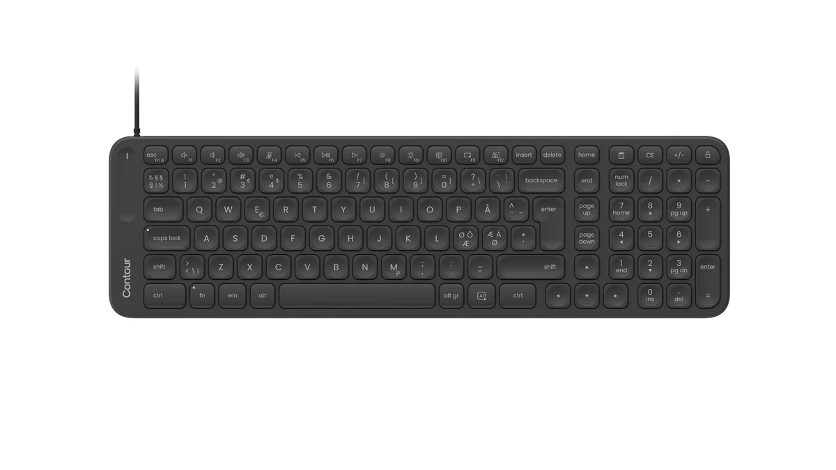 Contour Balance Mid-Size -ergonominen näppäimistö, musta